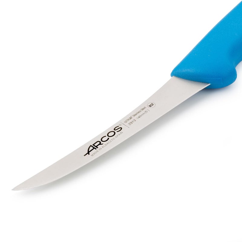 Arcos Boning Knife 5 Inch Nitrum Stainless Steel and 140 mm blade. Professional Butcher Knife to Slice Bones from Meat. Ergonomic Polypropylene Handle. Series 2900. Color Blue. - Image 3